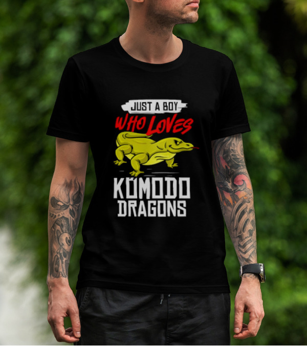 Just A Boy Who Loves Komodo Dragons With Yellow Lizard T-Shirt