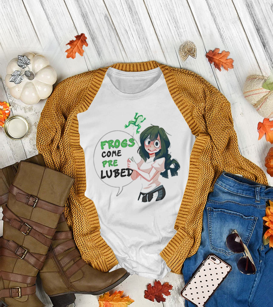 Frogs Come Pre Lubed Meme Character Speech Bubble T-Shirt