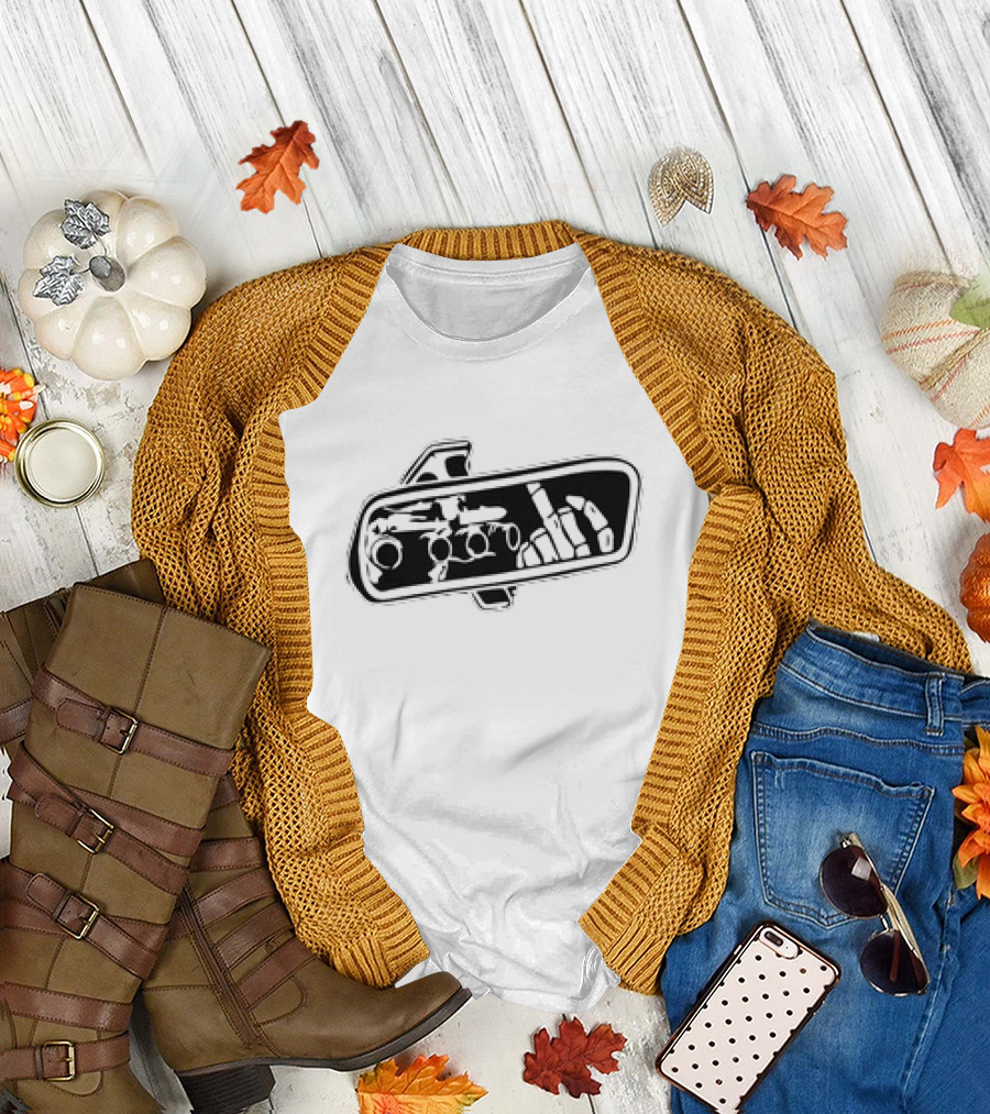 Rear View Bone Car Mirror Hand Gesture Airplane T-Shirt