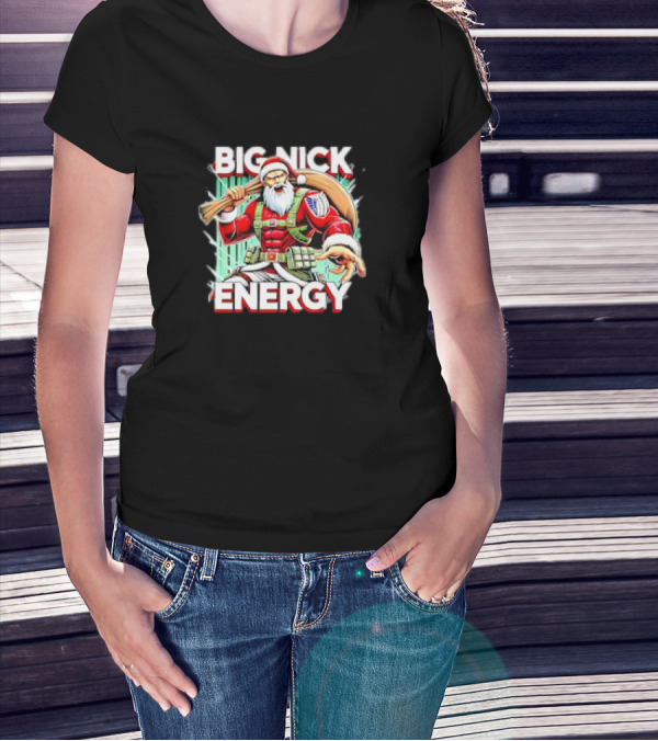 BIG NICK ENERGY Santa Warrior With Baseball Bat T-Shirt