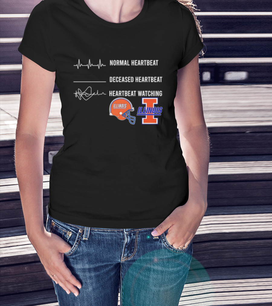 Normal Heartbeat Deceased Heartbeat Heartbeat Watching Illinois Fighting Illini T-Shirt