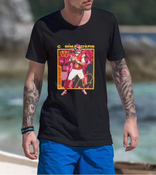 Jayden Daniels Washington Commanders Signature Football T-Shirt