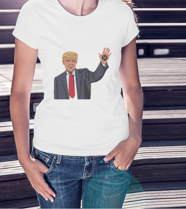 Trump Raising XRP Coin Hand T-Shirt