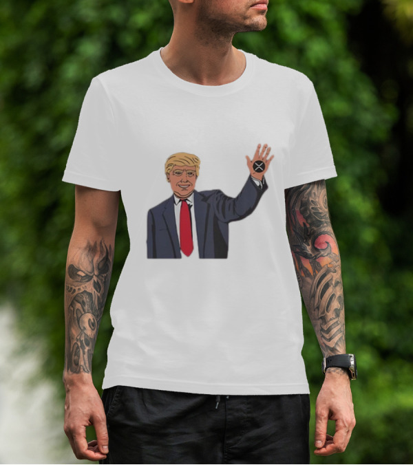 Trump Raising XRP Coin Hand T-Shirt