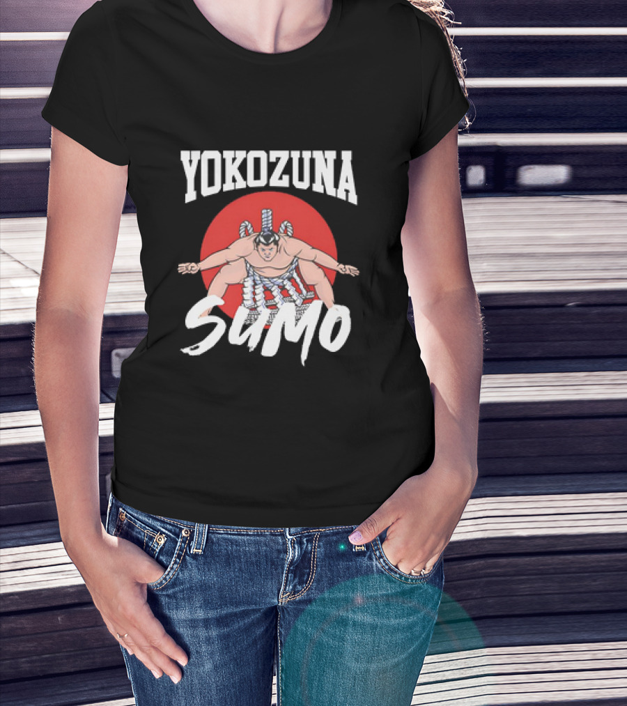 Yokozuna Sumo Japan Vintage Red Sun Background T-Shirt
