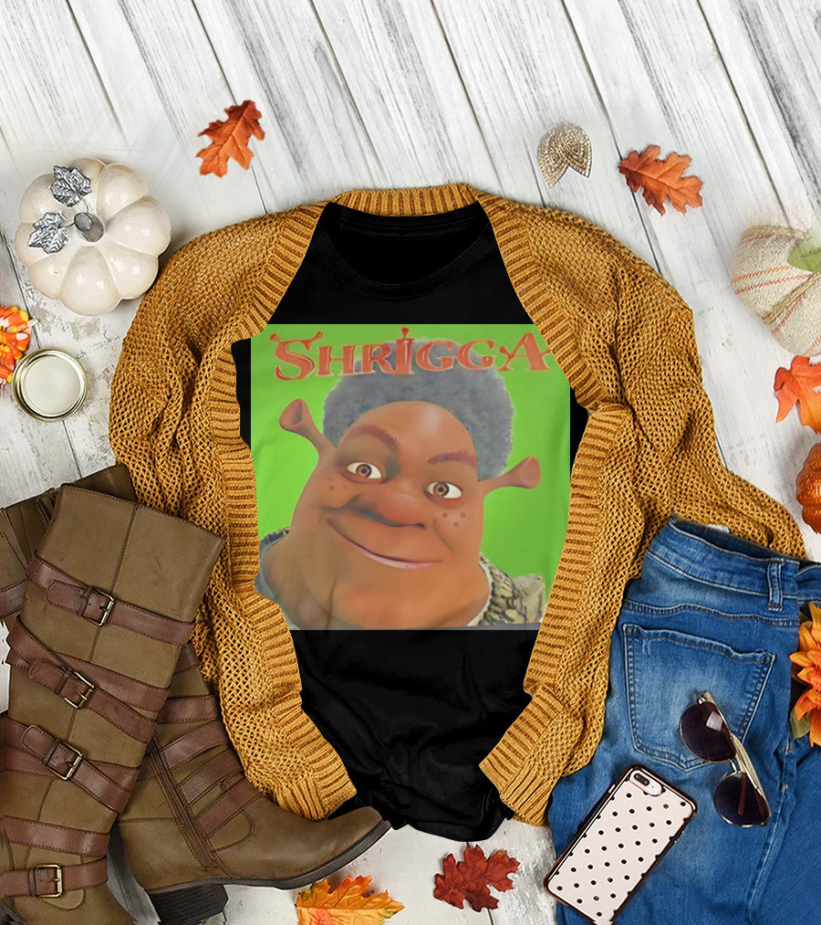Shrigga Shrek Parody Green Background T-Shirt