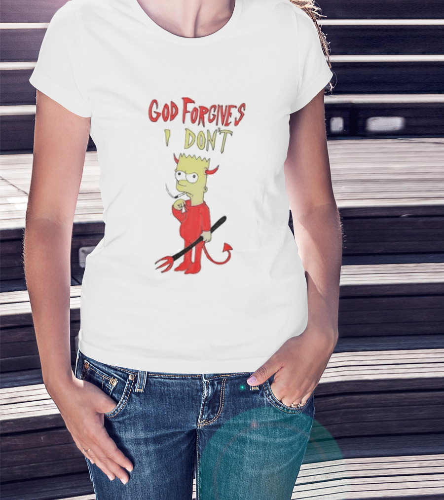 God Forgives I Don’t Bart Simpson Devil Costumed Character Smoking T-Shirt