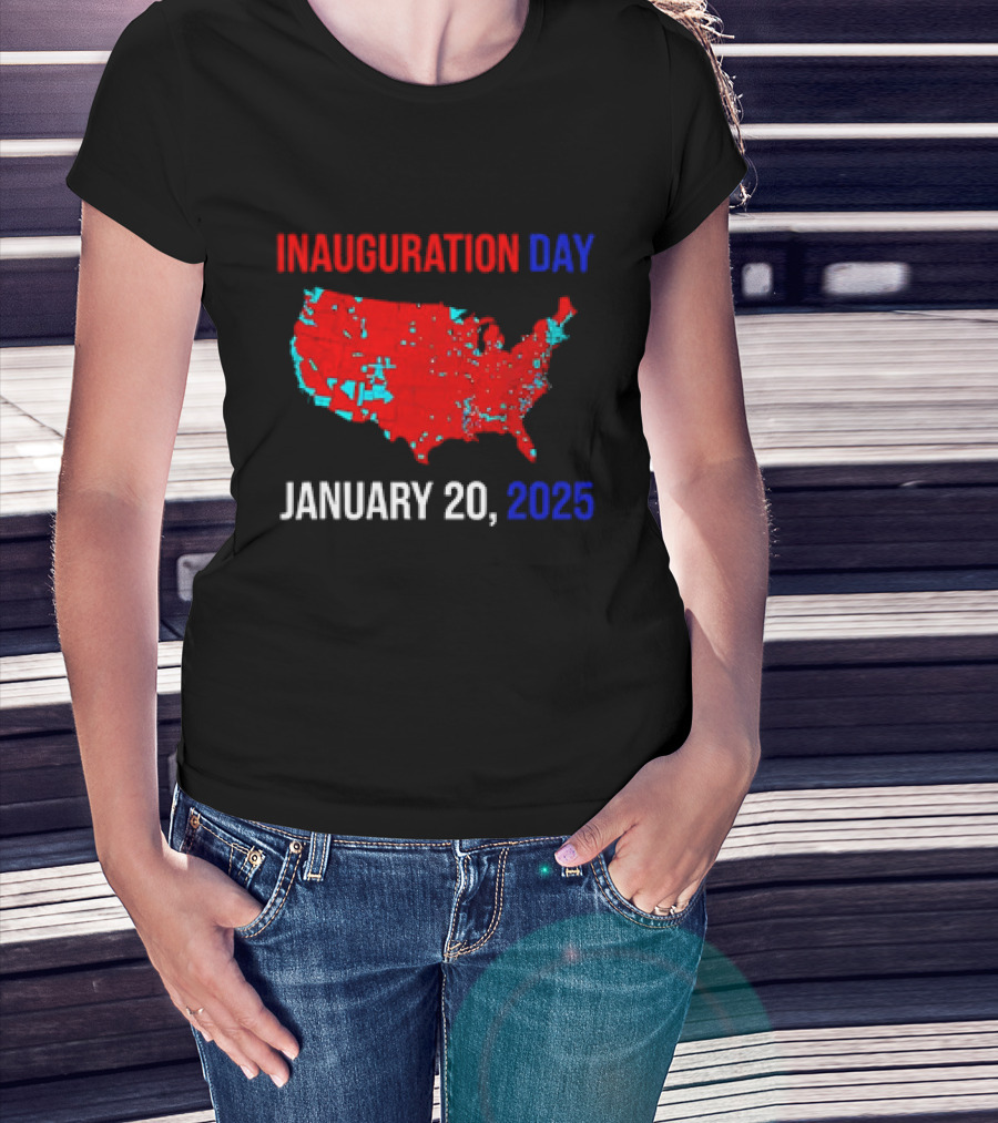 INAUGURATION DAY JANUARY 20, 2025 USA Map Red Blue T-Shirt