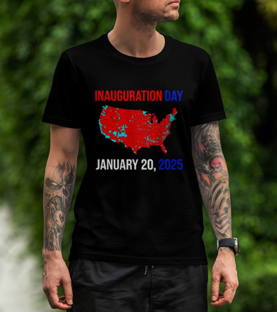 INAUGURATION DAY JANUARY 20, 2025 USA Map Red Blue T-Shirt