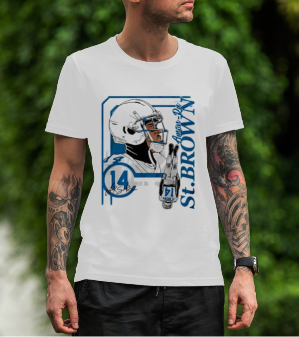 Amon-Ra St. Brown 14 Detroit Lions NFL Football Vintage Collage T-Shirt