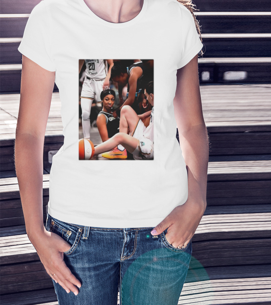 Angel Reese Determined Poised Basketball Court Moment T-Shirt