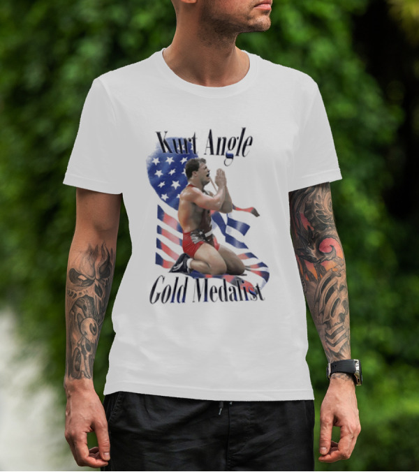 Kurt Angle Gold Medalist American Flag Wrestling Victory T-Shirt