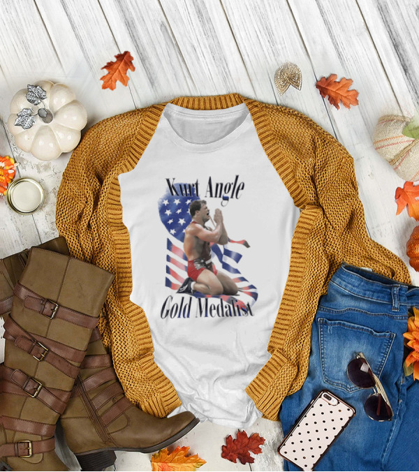 Kurt Angle Gold Medalist American Flag Wrestling Victory T-Shirt
