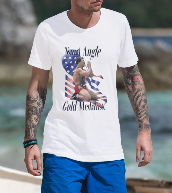 Kurt Angle Gold Medalist American Flag Wrestling Victory T-Shirt