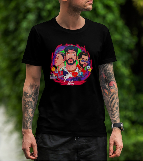 Bad Bunny X 100PRE Vintage Colorful Portraits And Iconic Symbols T-Shirt