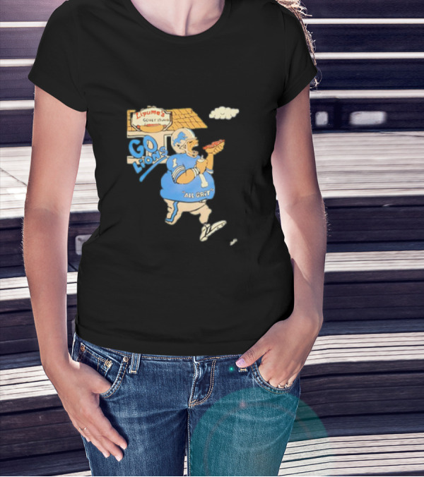 Lipuma’s Coney Island Go Lions All Grit Detroit Lions Football Player Eating Hot Dog T-Shirt