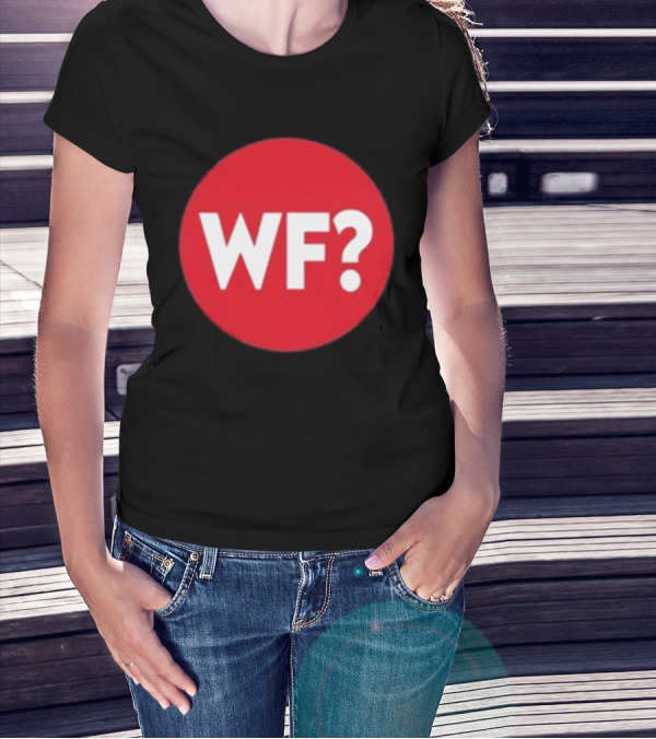 Adrianne Curry Wearing WF Why-Files Red Circle Icon T-Shirt