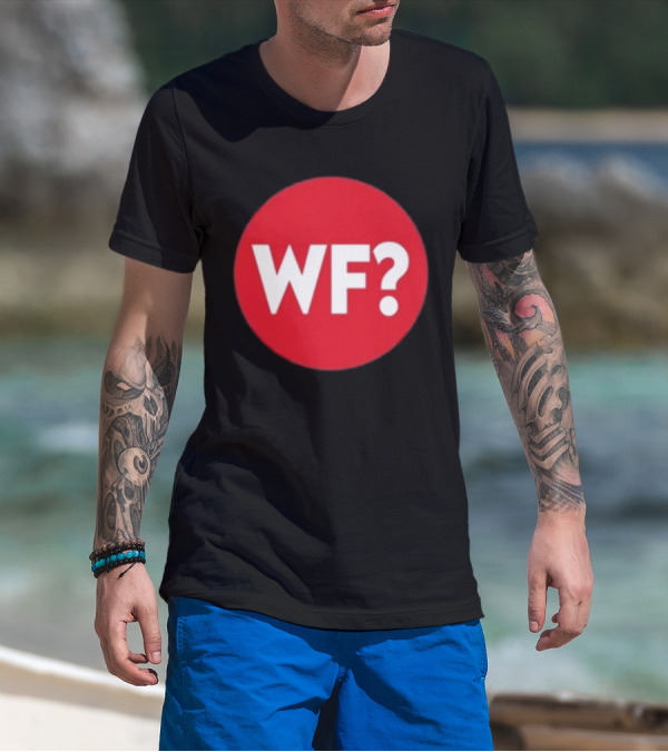 Adrianne Curry Wearing WF Why-Files Red Circle Icon T-Shirt