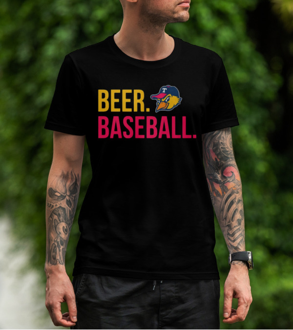 Beer Baseball T-Bird Mascot Bold Text Design T-Shirt