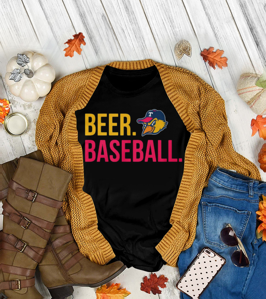 Beer Baseball T-Bird Mascot Bold Text Design T-Shirt