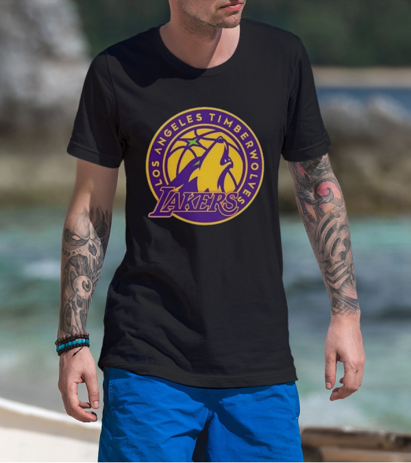 Los Angeles Timberwolves Lakers Collaboration Emblem Transformation T-Shirt