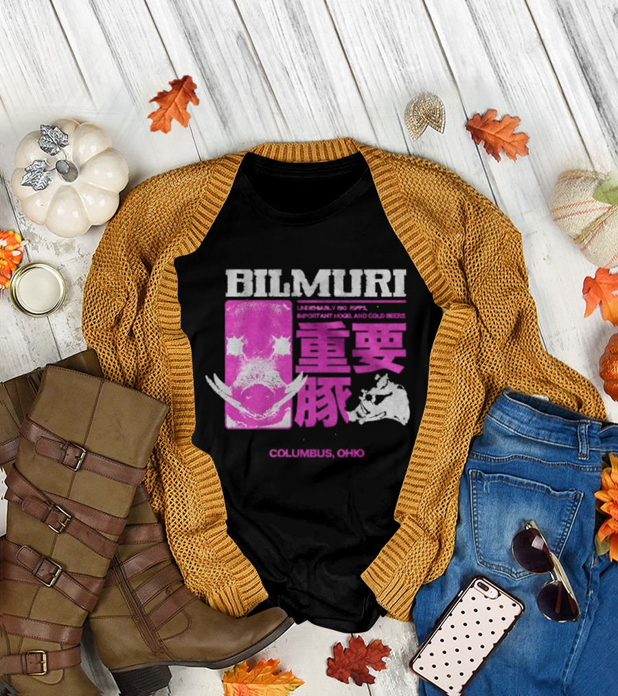 Bilmuri Important Hogs Columbus Ohio Japanese Typography T-Shirt