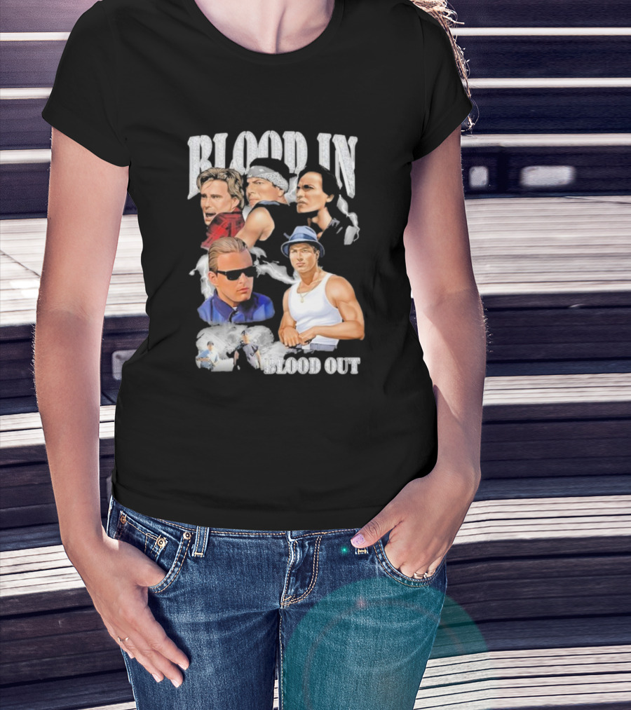 Blood In Blood Out Movie Characters Collage With Diamonds T-Shirt