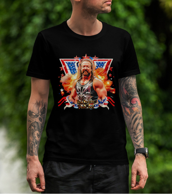 Bob Cook The Cooker Professional Wrestler Starburst American Flag T-Shirt