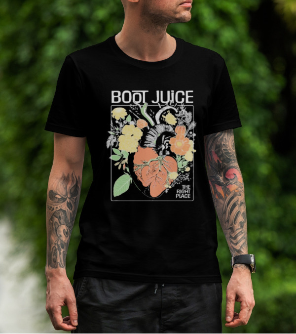 Boot Juice The Right Place Floral Heart Botanical Vintage Style T-Shirt