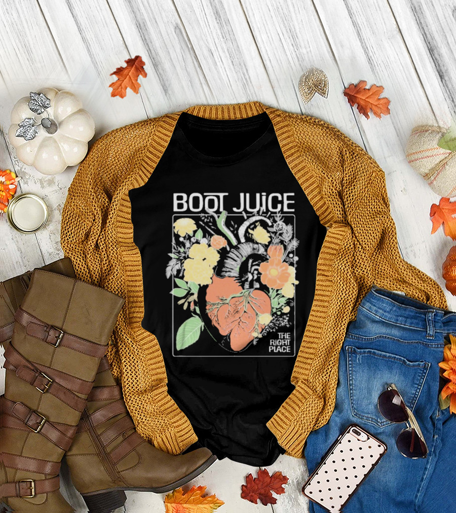 Boot Juice The Right Place Floral Heart Botanical Vintage Style T-Shirt