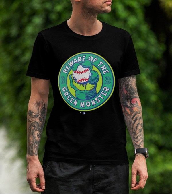 Boston Red Sox Beware Of The Green Monster Baseball Iconic Fenway Park Imagery T-Shirt