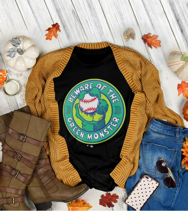 Boston Red Sox Beware Of The Green Monster Baseball Iconic Fenway Park Imagery T-Shirt