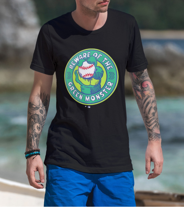 Boston Red Sox Beware Of The Green Monster Baseball Iconic Fenway Park Imagery T-Shirt