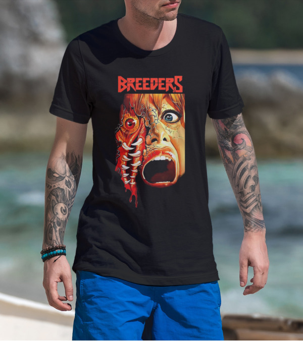 Breeders Horror Movie Artwork With Distorted Face And Eye T-Shirt