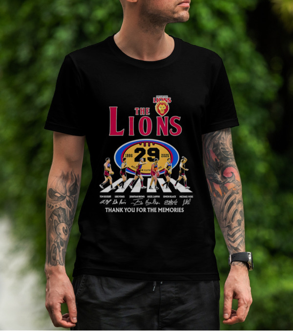 Brisbane Lions The Lions 29 Years 1996-2025 Thank You For The Memories Signatures T-Shirt