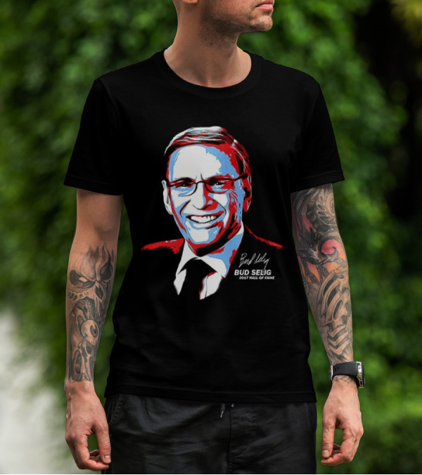 Bud Selig Commissioner Signature Red Blue White T-Shirt