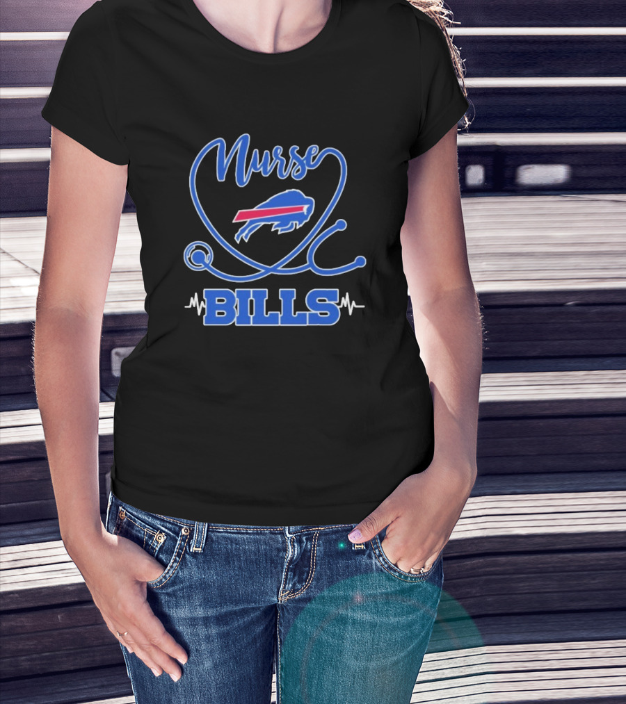 Nurse Buffalo Bills Stethoscope Heartbeat T-Shirt