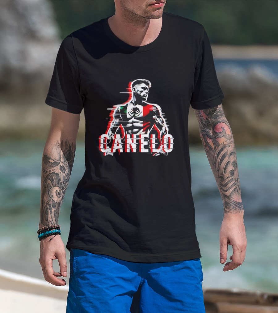 Canelo Mexican Flag Boxer Stylized Graphic T-Shirt