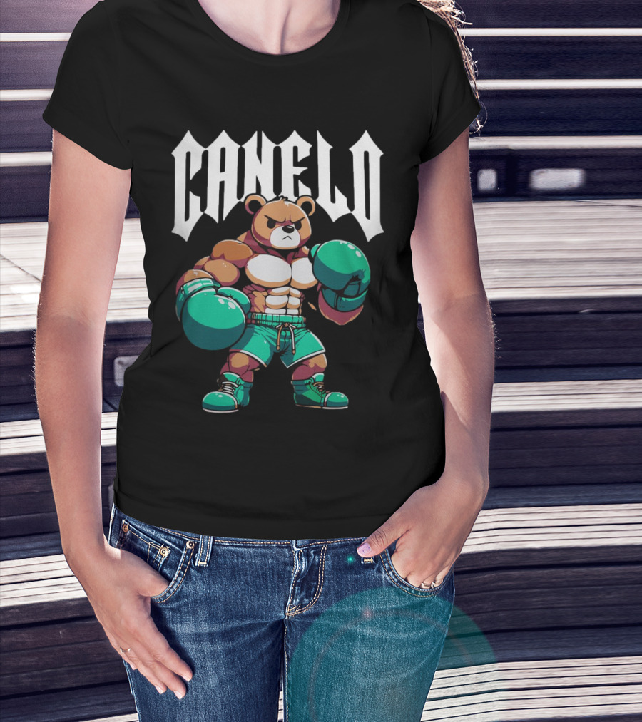 Canelo Bear Boxing Cartoon Bear With Gloves And Shorts T-Shirt