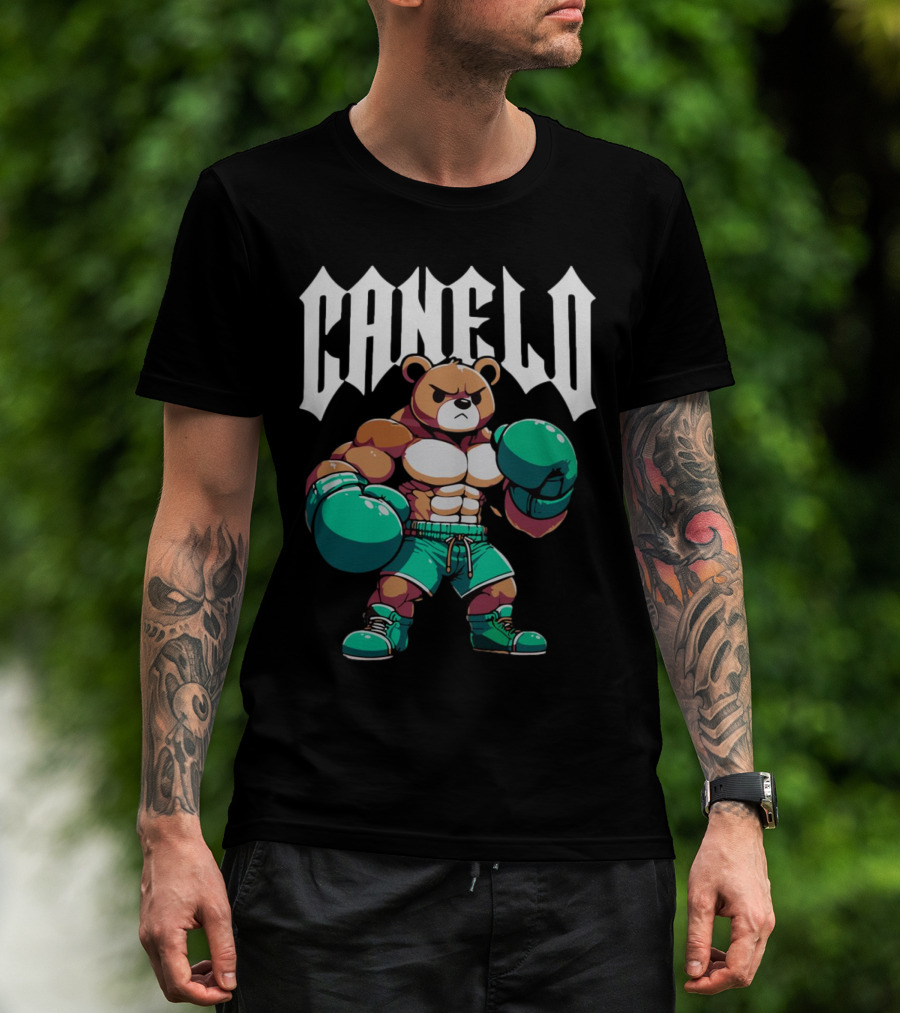 Canelo Bear Boxing Cartoon Bear With Gloves And Shorts T-Shirt