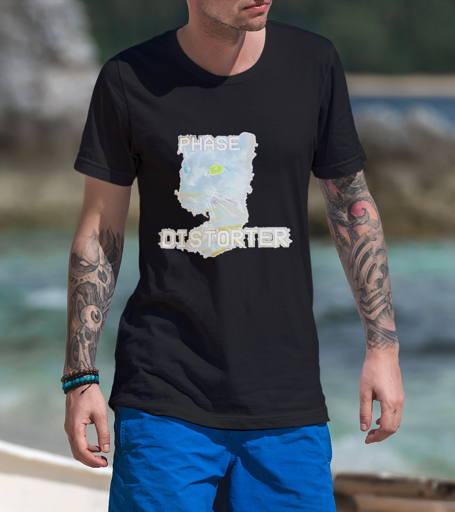 Cat Phase Distorter Optical Effect With Colorful Eyes T-Shirt