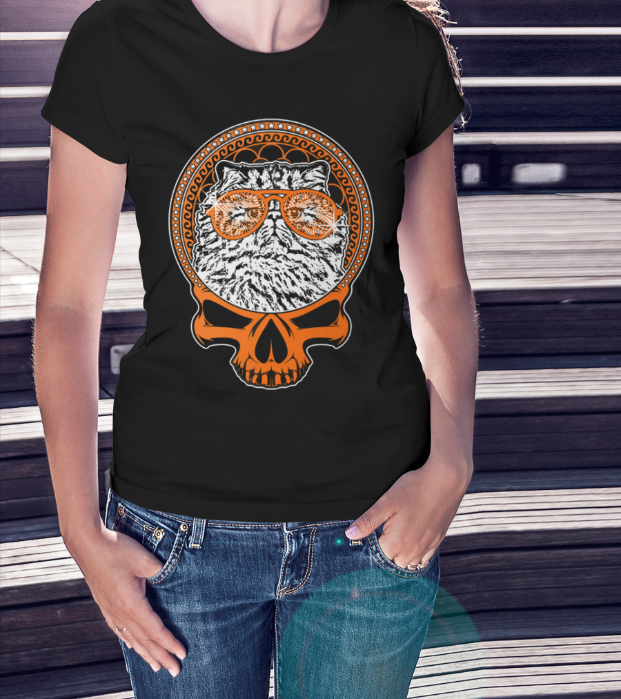 CATTY STYLE Skull Cat With Sunglasses T-Shirt