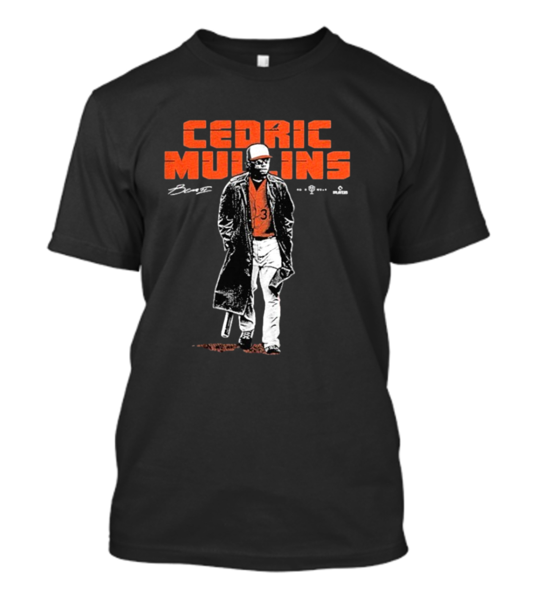 Cedric Mullins Baseball Player Number 31 Walking In Coat With Bat T-Shirt