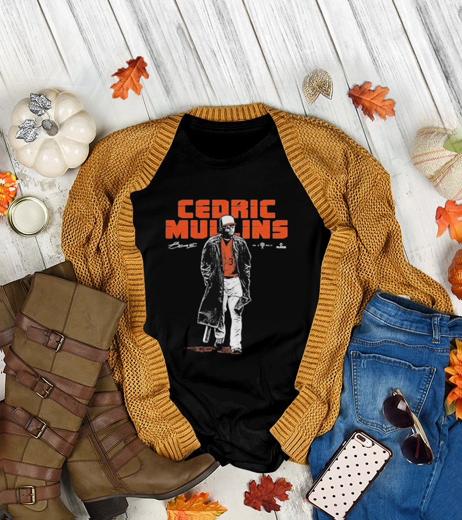 Cedric Mullins Baseball Player Number 31 Walking In Coat With Bat T-Shirt
