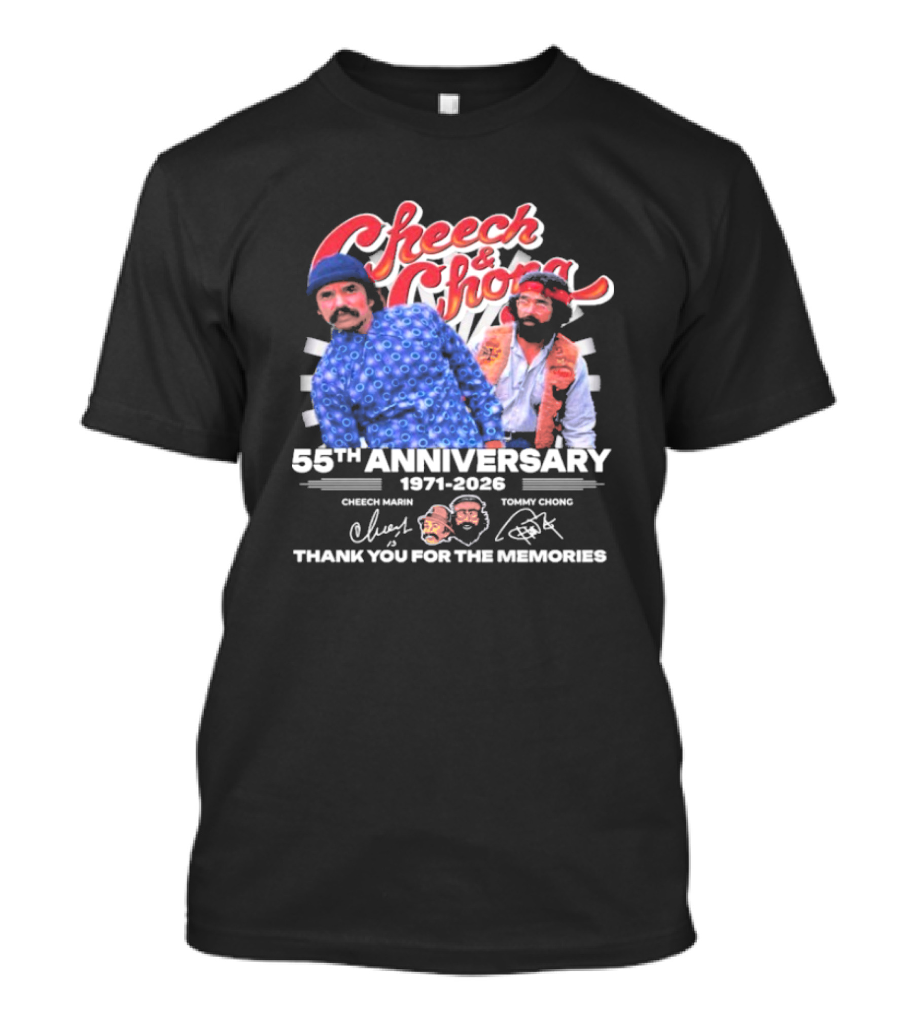 Cheech And Chong 55th Anniversary 1971-2026 Thank You For The Memories Signatures T-Shirt