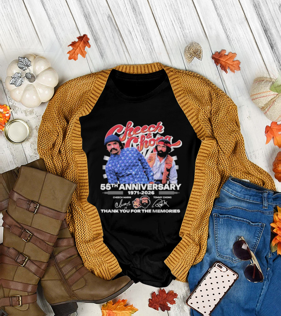 Cheech And Chong 55th Anniversary 1971-2026 Thank You For The Memories Signatures T-Shirt