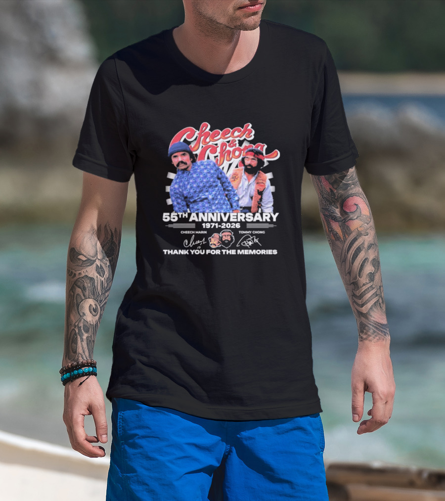 Cheech And Chong 55th Anniversary 1971-2026 Thank You For The Memories Signatures T-Shirt