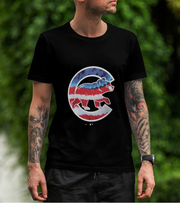 Chicago Cubs Americana Tie-Dye Bear Logo T-Shirt