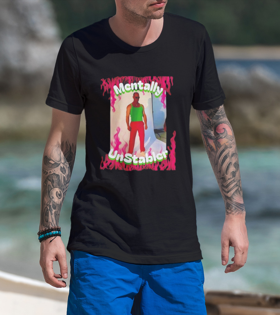 Mentally Unstabler Flaming Outfit Vibrant Red Pants T-Shirt