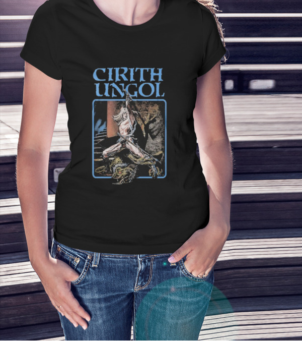 Cirith Ungol Fantasy Warrior And Dragon Battle T-Shirt